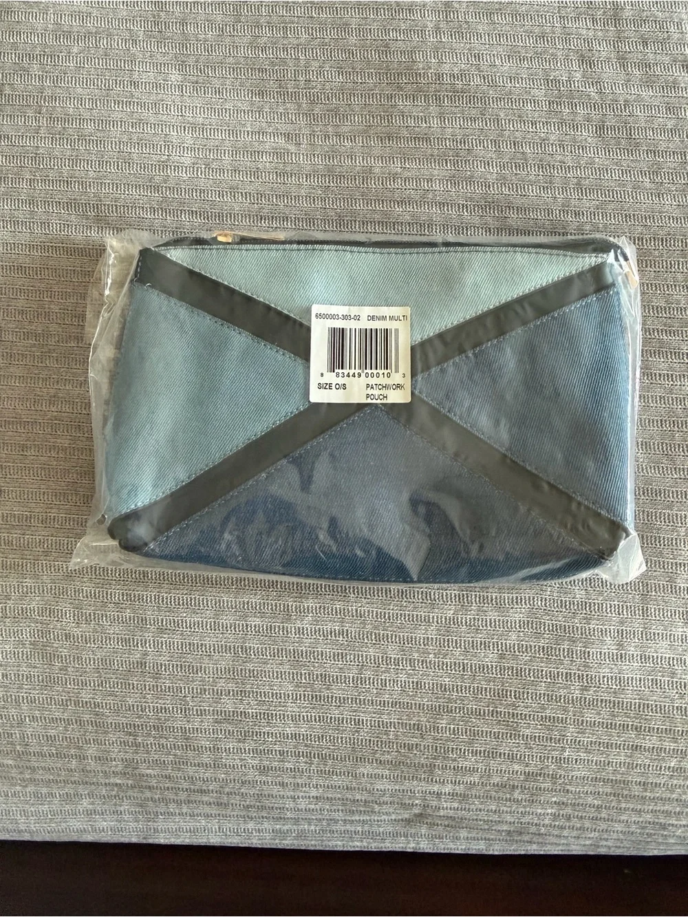 Blue Two-Tone Canvas Zip Pouch new